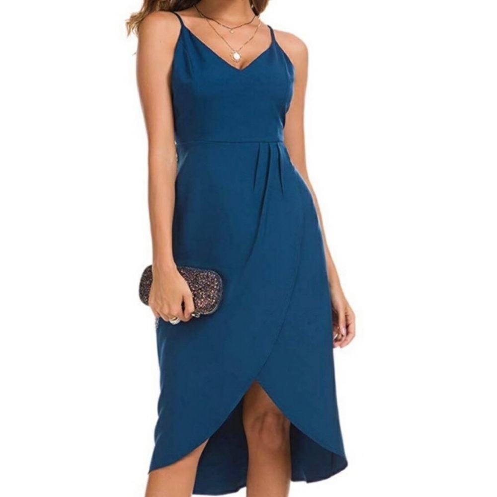 Steel Blue Special Occasion Dress With Bling Accent